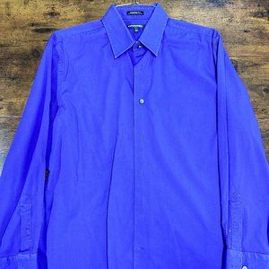 Express Classic Solid Stretch Cotton 1MX Dress Shirt (Purple) Large 16-16.5